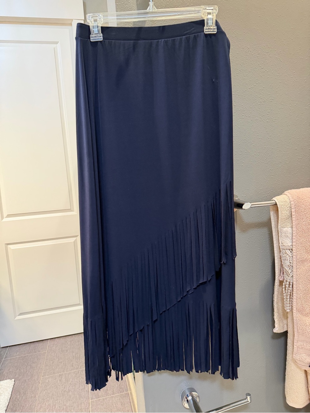 Chico's Navy Fringe Maxi Skirt